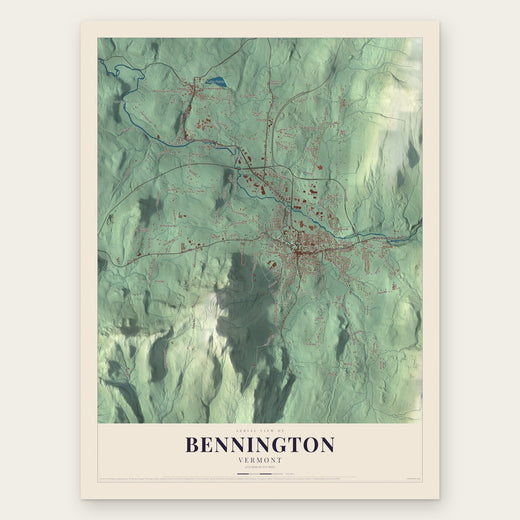 Bennington, Vermont map print, the full design