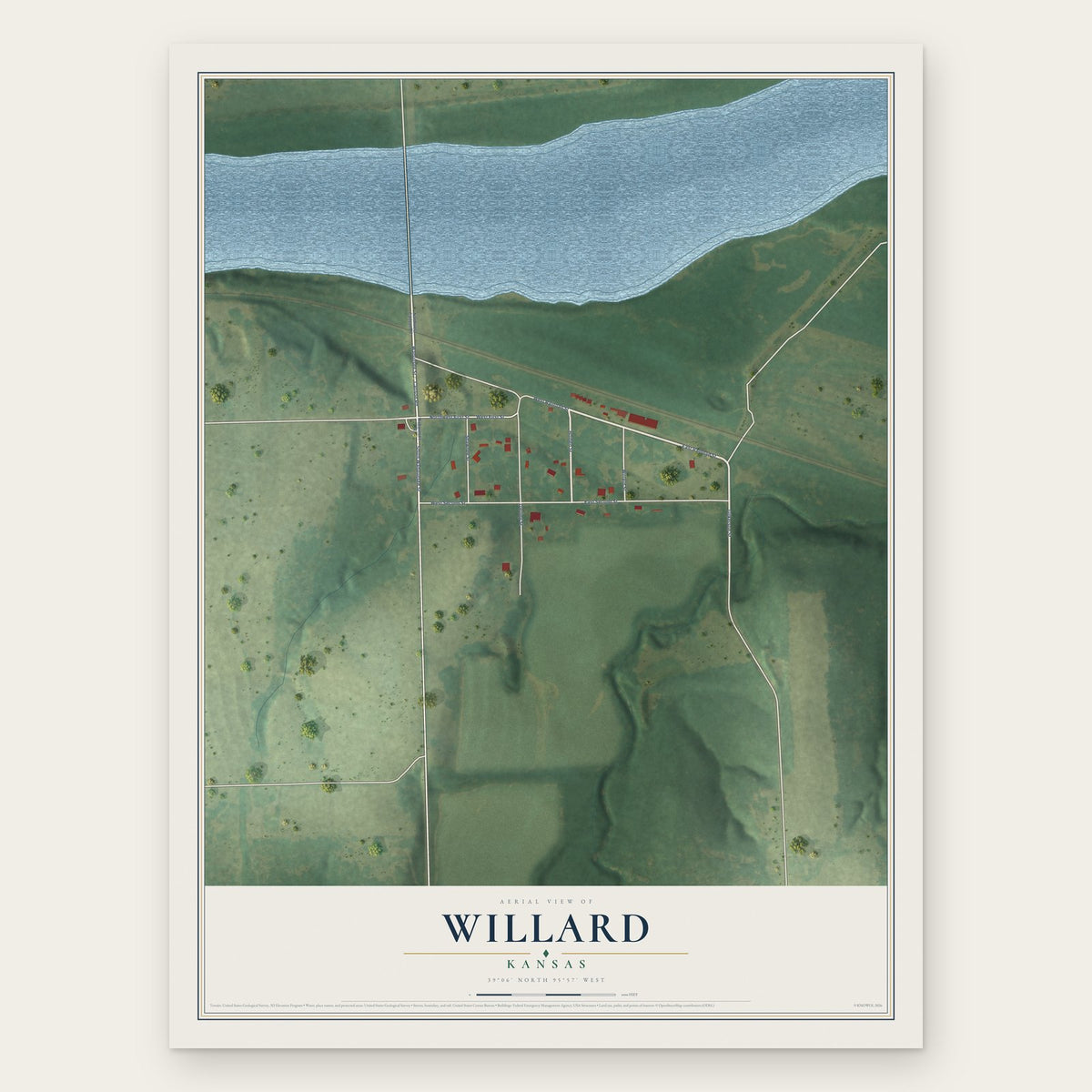 Willard, Kansas map print, the full design