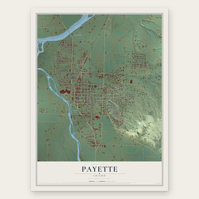 Payette, Idaho map print, the full design