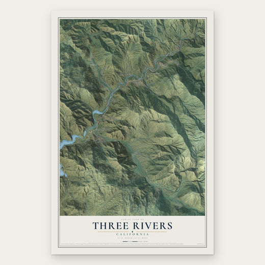 Three Rivers, California map print, the full design