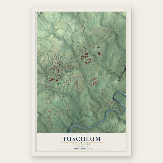 Tusculum, Tennessee map print, the full design