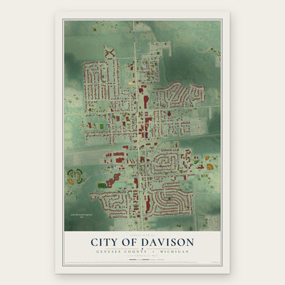 Davison, Michigan map print, the full design