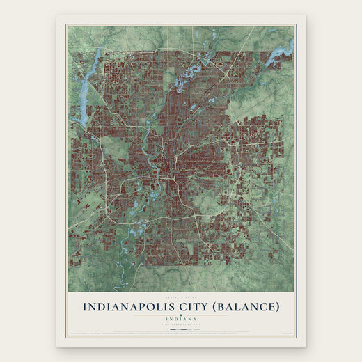 Indianapolis city (balance), Indiana map print, the full design