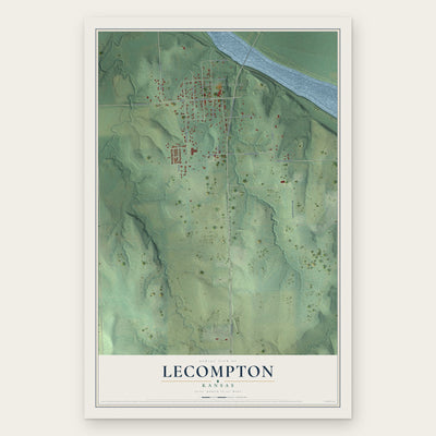 Lecompton, Kansas map print, the full design