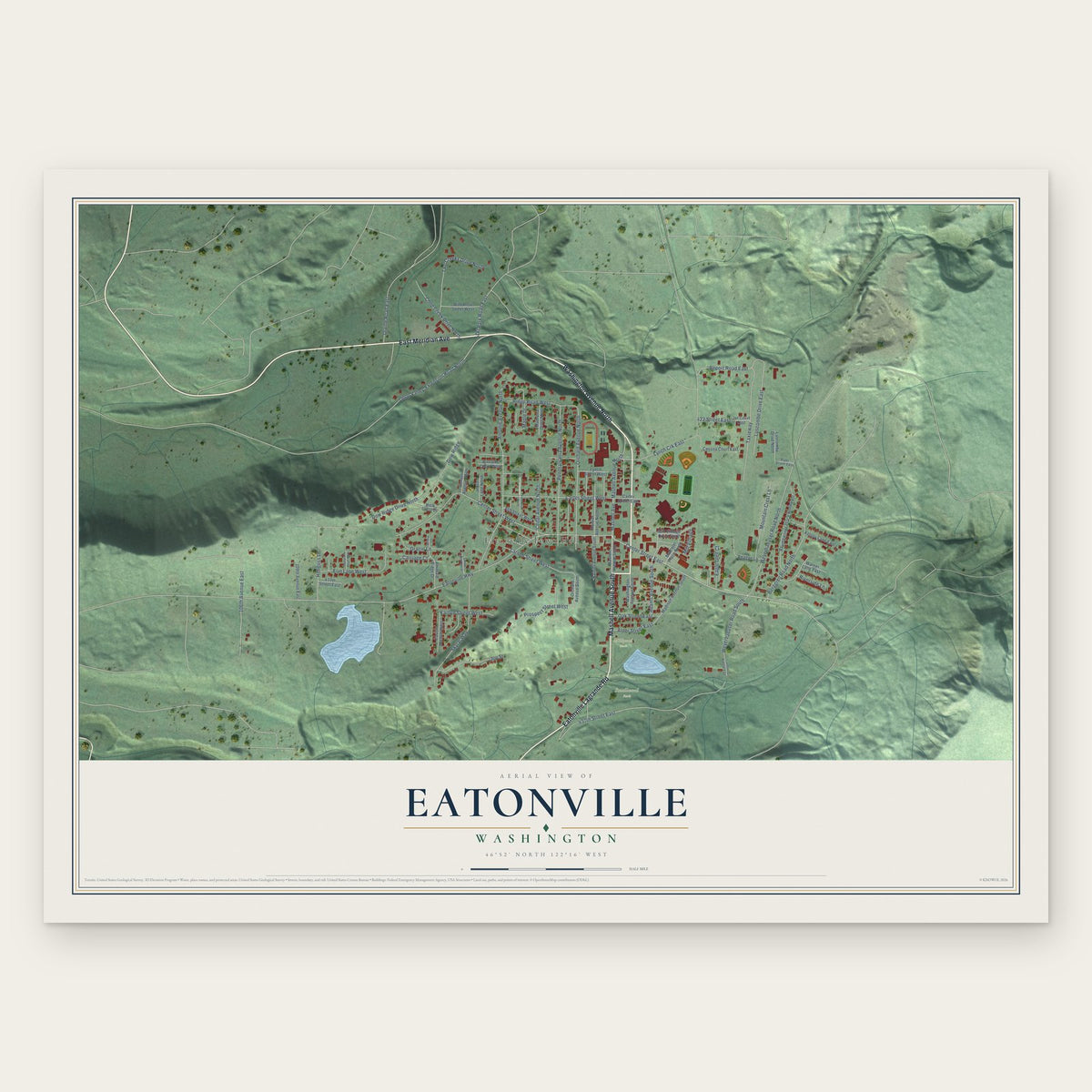 Eatonville, Washington map print, the full design