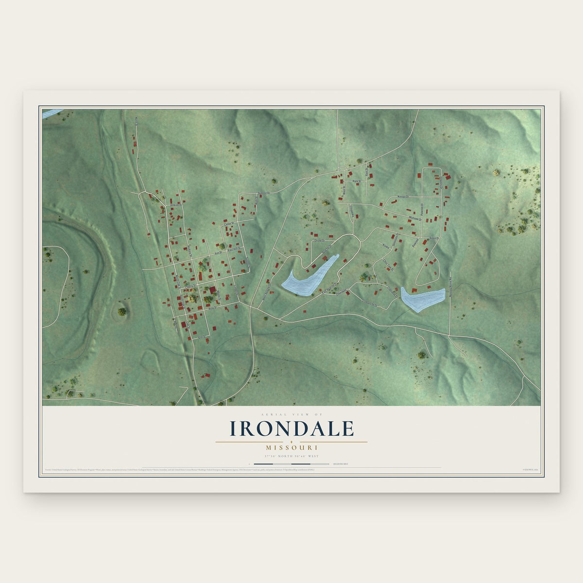 Irondale, Missouri map print, the full design