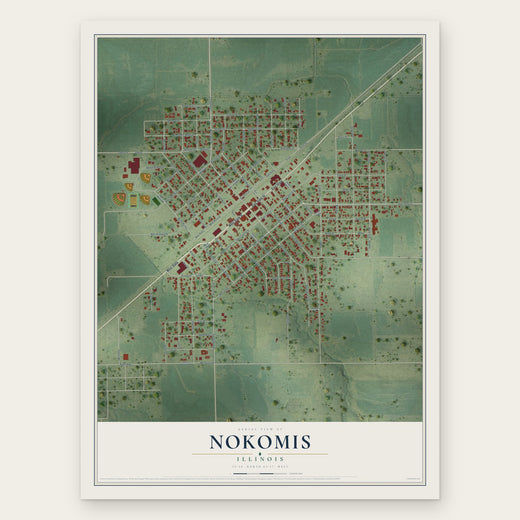 Nokomis, Illinois map print, the full design