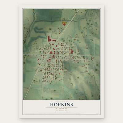 Hopkins, Missouri map print, the full design