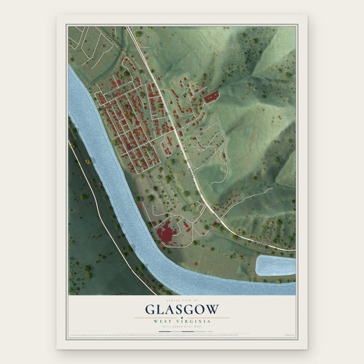 Glasgow, West Virginia map print, the full design