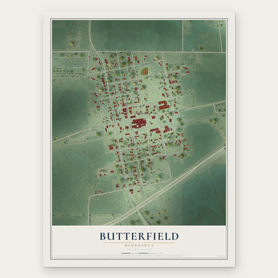 Butterfield, Minnesota map print, the full design