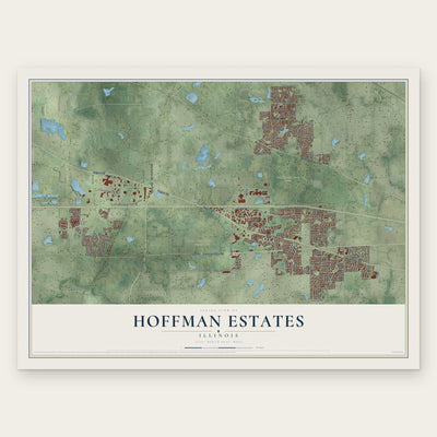 Hoffman Estates, Illinois map print, the full design