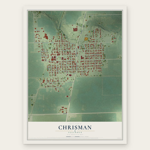 Chrisman, Illinois map print, the full design