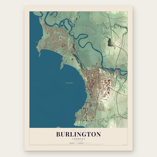 Burlington, Vermont map print, the full design