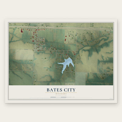 Bates City, Missouri map print, the full design