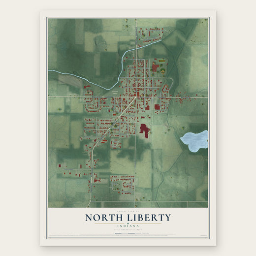 North Liberty, Indiana map print, the full design