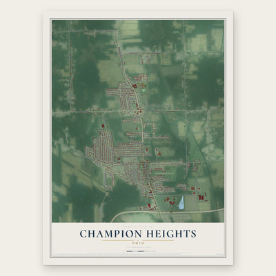 Champion Heights, Ohio map print, the full design