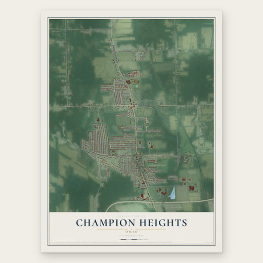 Champion Heights, Ohio map print, the full design