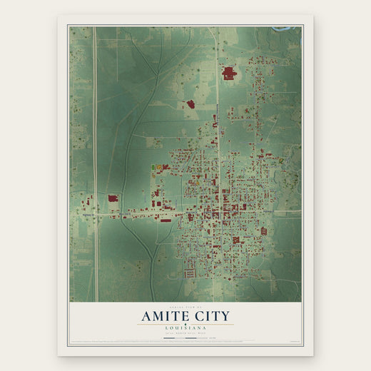 Amite City, Louisiana map print, the full design