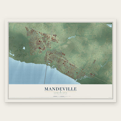 Mandeville, Louisiana map print, the full design
