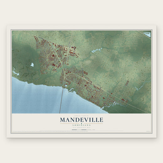 Mandeville, Louisiana map print, the full design