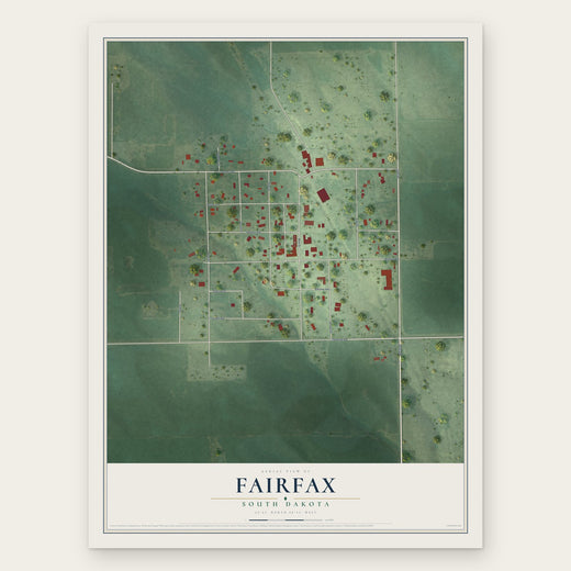 Fairfax, South Dakota map print, the full design