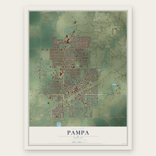 Pampa, Texas map print, the full design
