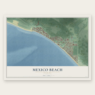 Mexico Beach, Florida map print, the full design