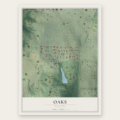Oaks, Missouri map print, the full design