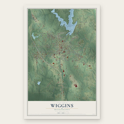 Wiggins, Mississippi map print, the full design