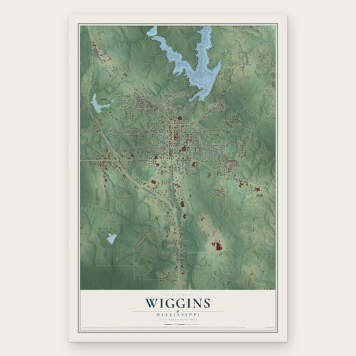 Wiggins, Mississippi map print, the full design
