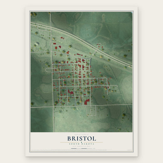 Bristol, South Dakota map print, the full design