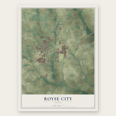 Royse City, Texas map print, the full design