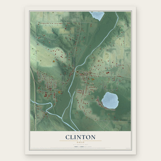 Clinton, Ohio map print, the full design
