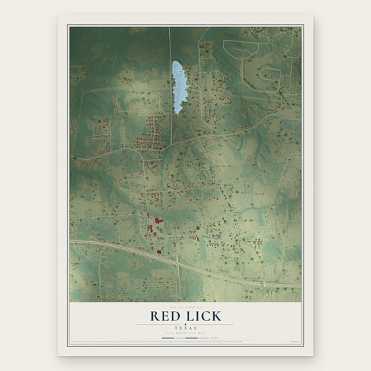 Red Lick, Texas map print, the full design