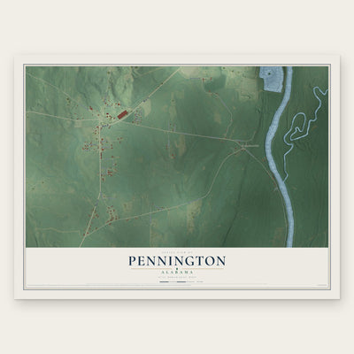 Pennington, Alabama map print, the full design