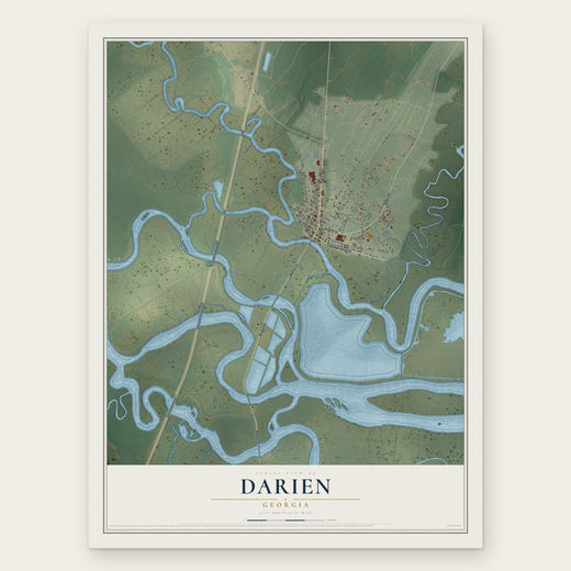 Darien, Georgia map print, the full design