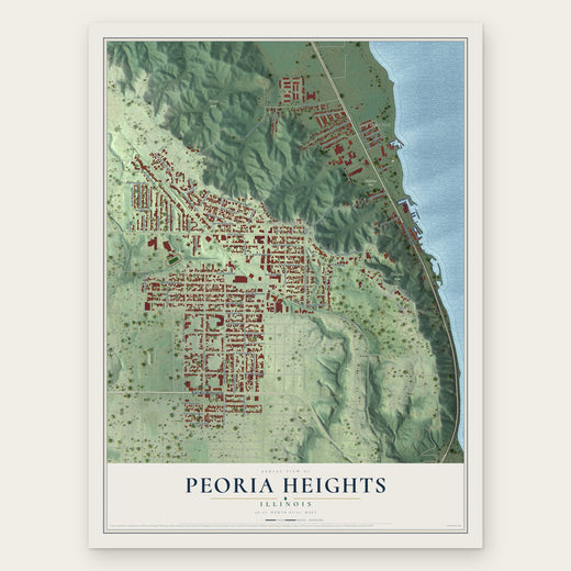 Peoria Heights, Illinois map print, the full design