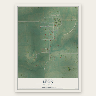 Leon, Oklahoma map print, the full design