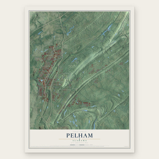 Pelham, Alabama map print, the full design