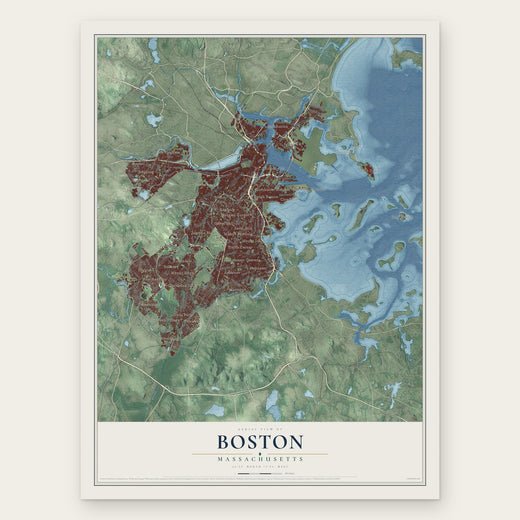 Boston, Massachusetts map print, the full design