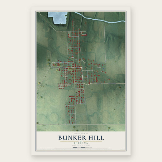 Bunker Hill, Indiana map print, the full design