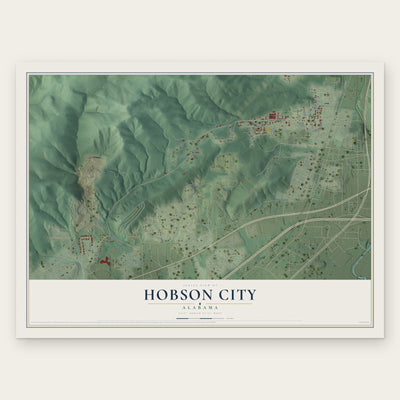 Hobson City, Alabama map print, the full design