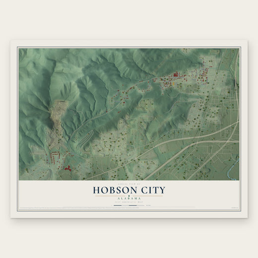 Hobson City, Alabama map print, the full design