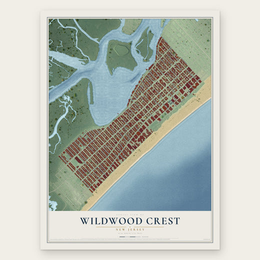 Wildwood Crest, New Jersey map print, the full design