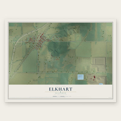 Elkhart, Illinois map print, the full design