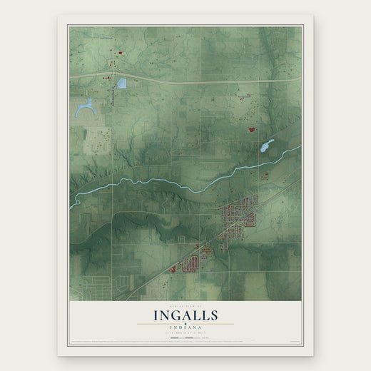 Ingalls, Indiana map print, the full design