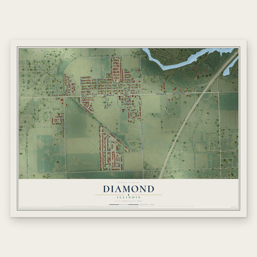 Diamond, Illinois map print, the full design