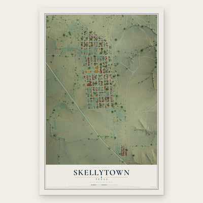 Skellytown, Texas map print, the full design