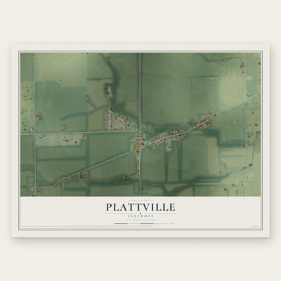 Plattville, Illinois map print, the full design