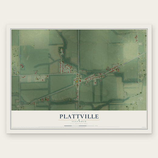 Plattville, Illinois map print, the full design